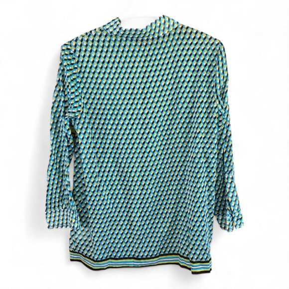 NWT Michael Kors Collection Womens Geometric Print Button-Up Blouse Size 10 - Picture 2 of 7